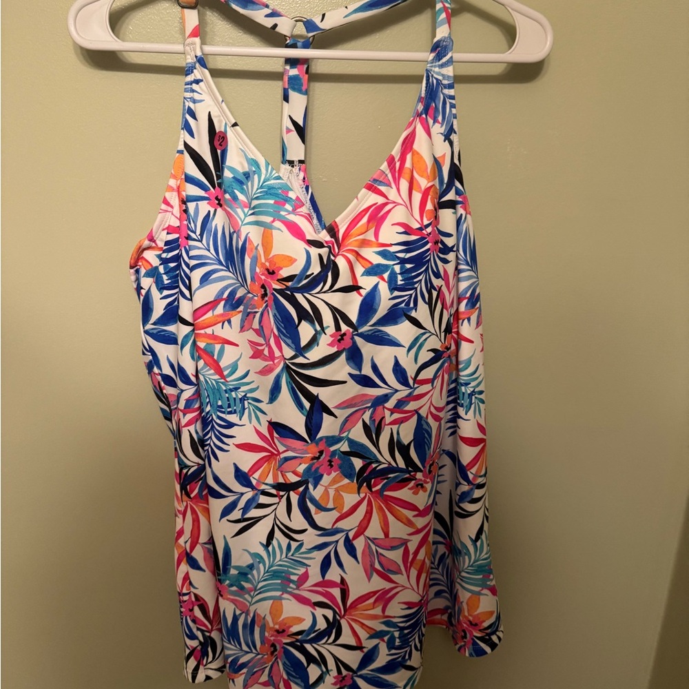 Tropical Floral Swim Top